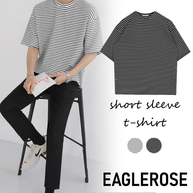 韓国メンズファッション E メンズ 半袖 Tシャツ ボーダー コットン オーバーサイズ クルーネック ストリート ユニセックス Eaglerose イーグルローズ 韓国メンズファッション通販サイト 韓国メンズファッション E メンズ 半袖 Tシャツ ボーダー コットン オーバーサイズ クルーネック ストリート ユニセックス Eaglerose イーグルローズ 韓国メンズファッション通販サイト