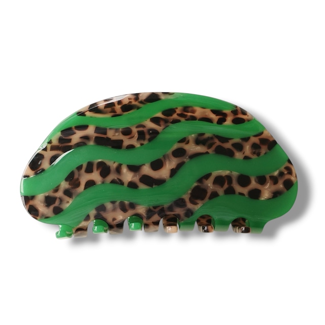 Wavy Border Clip / Leopard × Green