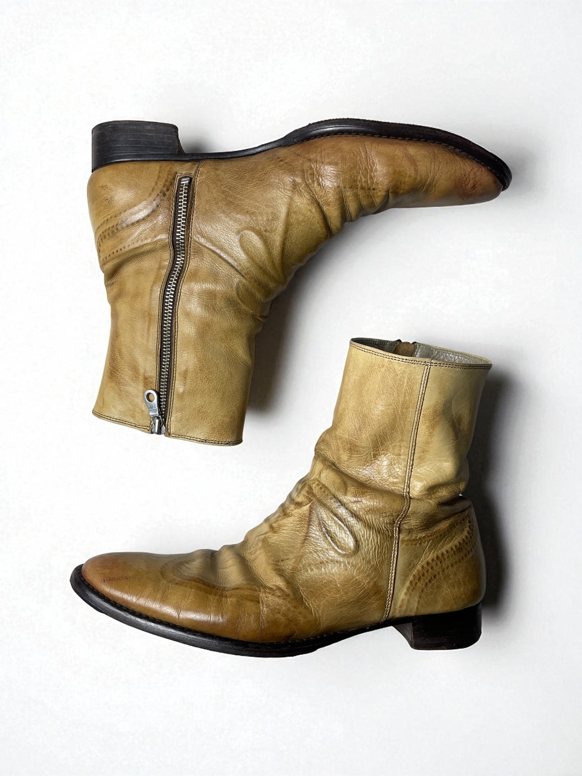 Mihara Yasuhiro - Early Embossed Lace Side Zip Boots