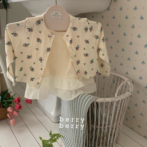 【1/26〆予約】<berryberry>  Flower cardigan set