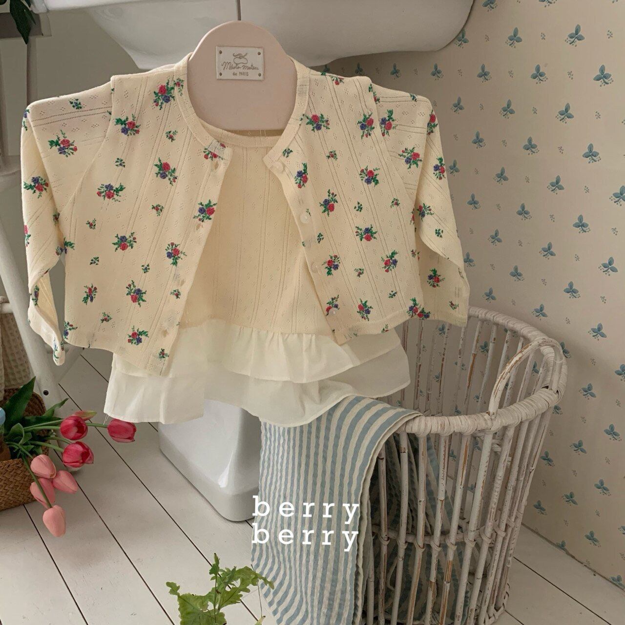 【1/26〆予約】<berryberry> Flower cardigan set