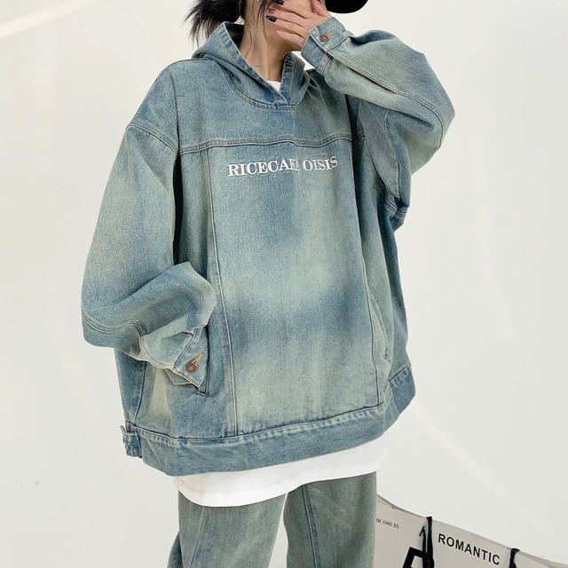 長袖 フード付き オーバーサイズ デニムジャケット　SA10175