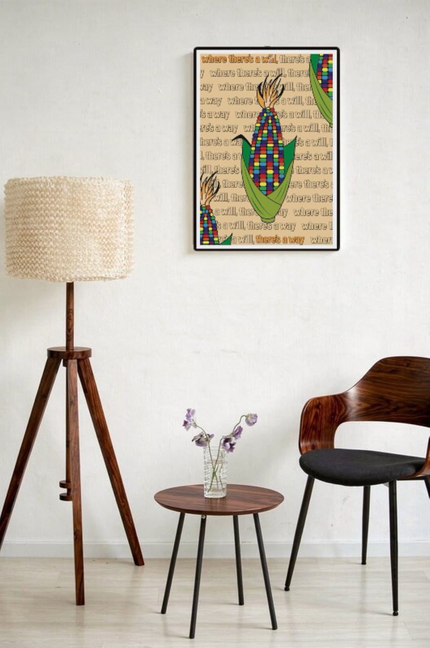 DHD(M)013【フレーム付きインテリアポスターA2　とうもろこしⅡ】