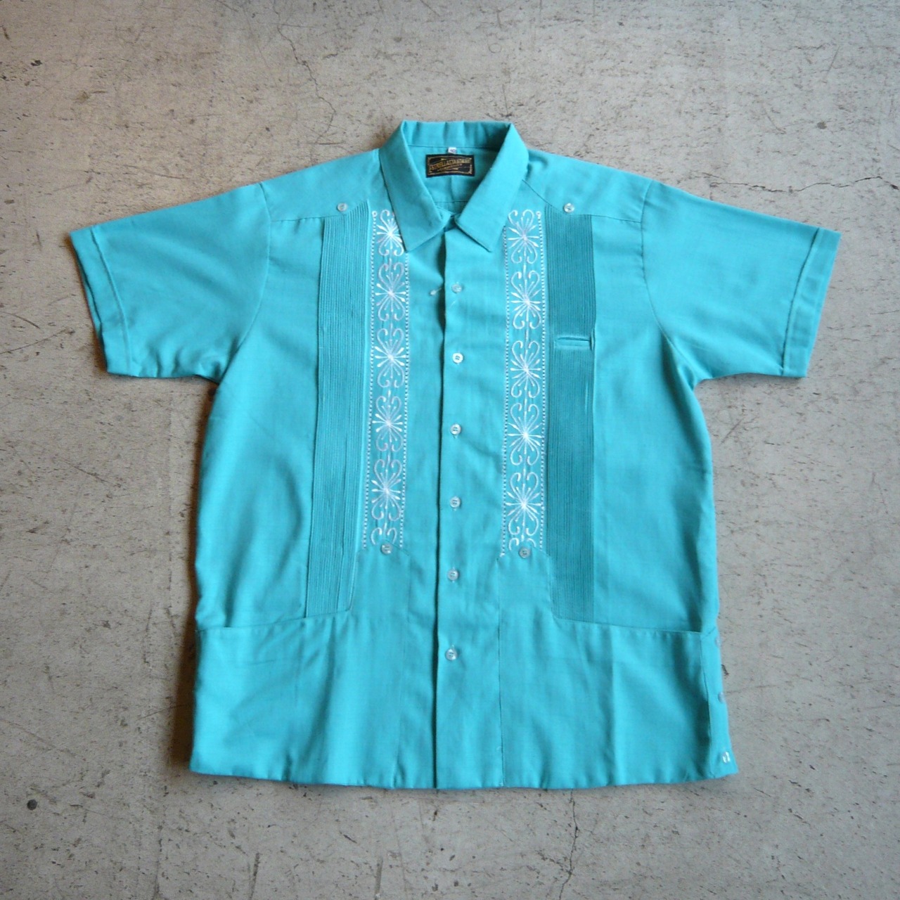 ESTRELLA STANDARD S/S REJILLADA キューバシャツ ターコイズ