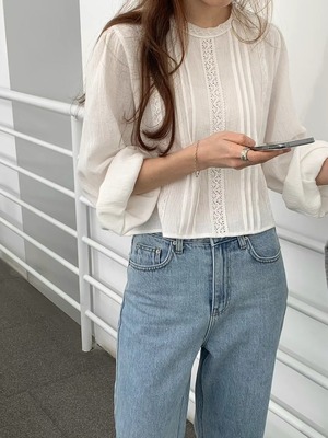 (予約) ounce / Low lace blouse / 2color
