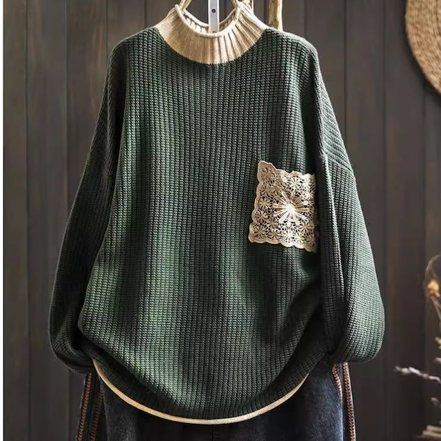 レースポケットニットプルオーバー（7色）11136