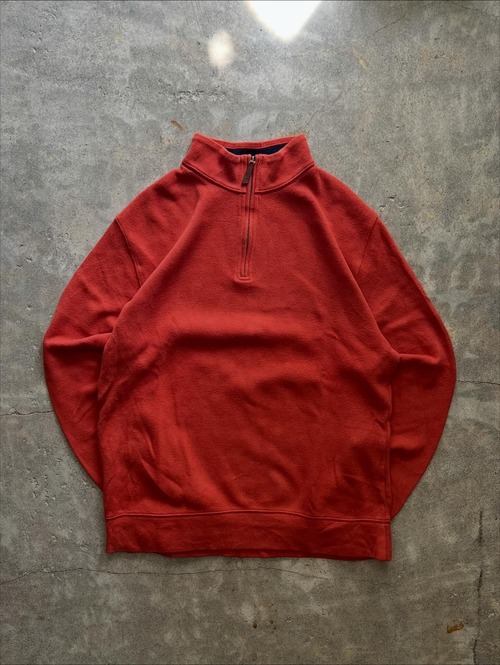 LANDS’ END ハーフジップ スウェット プルオーバー レッド M