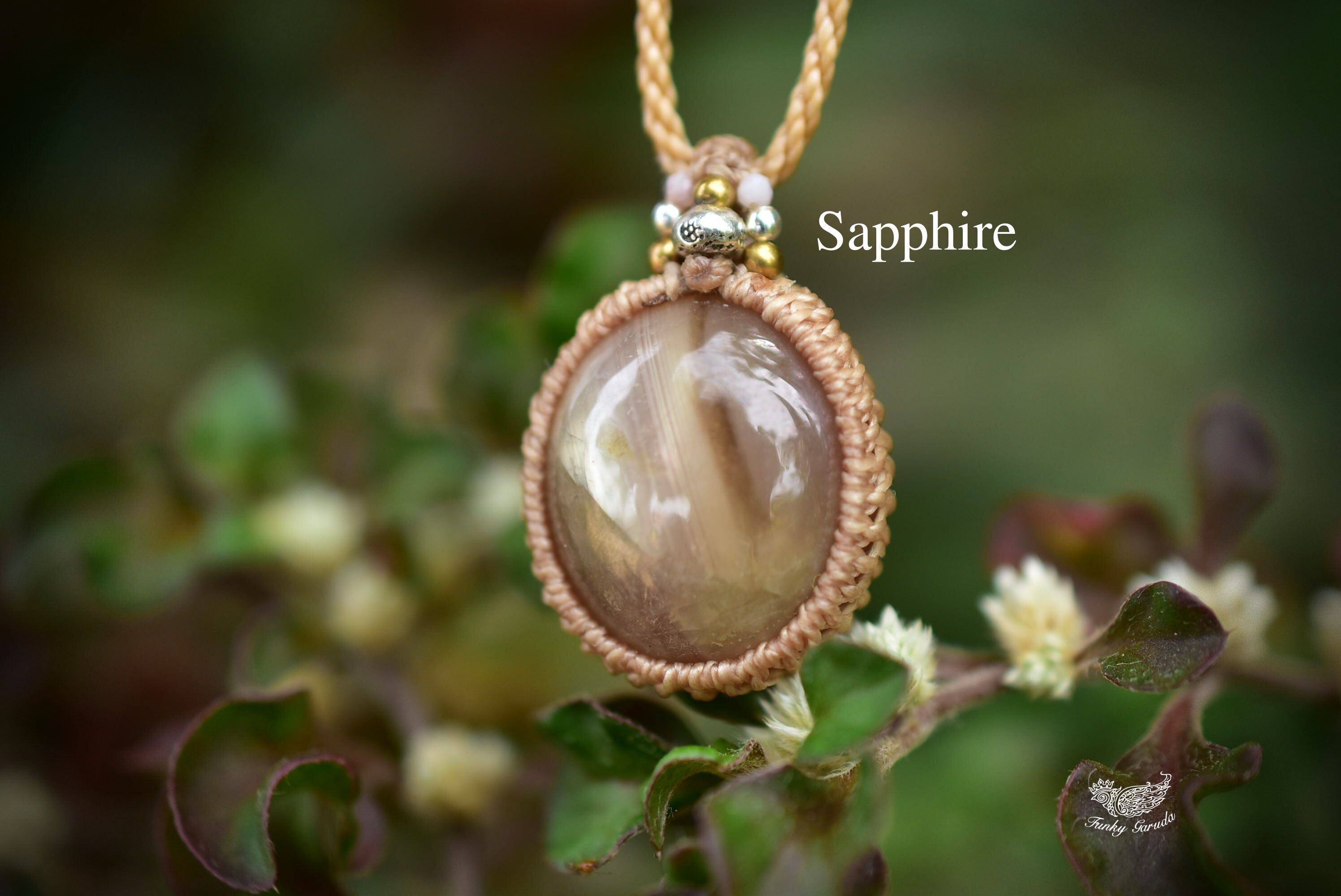 艶々ライン★イエロースターサファイア マクラメペンダント160