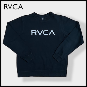 【RVCA】 ロゴ プリント スウェット トレーナー プルオーバー 黒ボディ L US古着