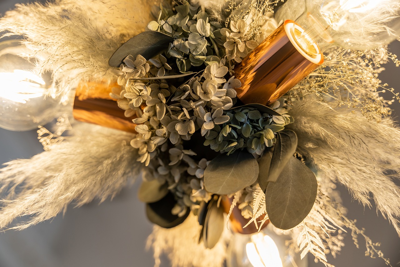 ユーカリ・テールリード / 小型ドライフラワーシャンデリア / 品番 s2_7 / 照明・インテリア