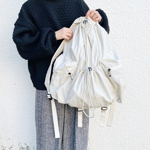 drawstring pocket backpack (ivory)