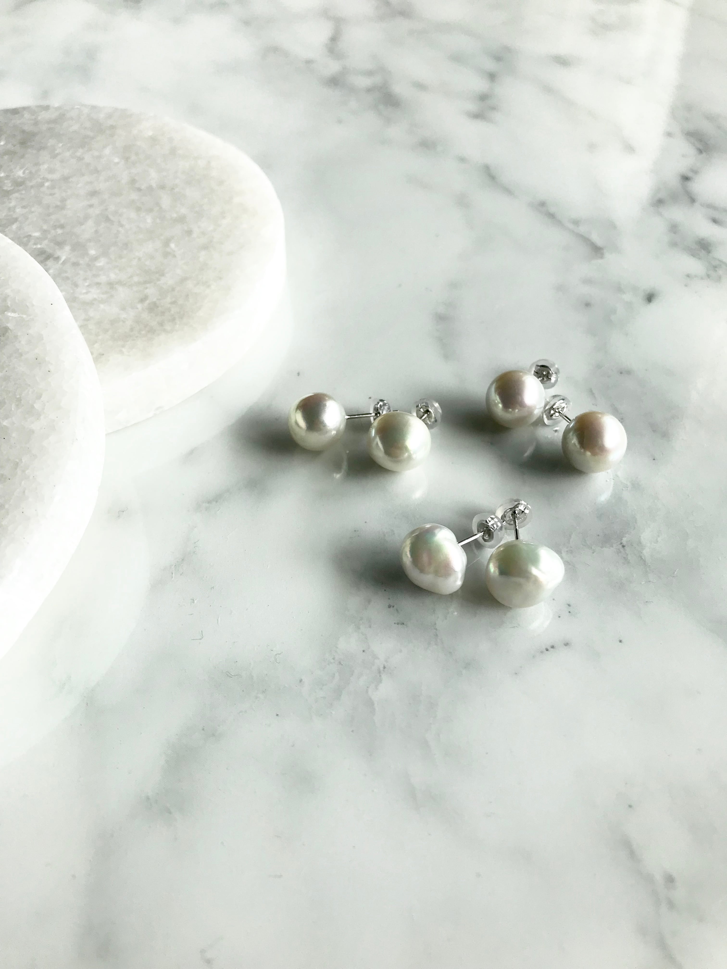 アコヤ真珠パールピアス10.0-10.5mmナチュラルカラーK14WG製