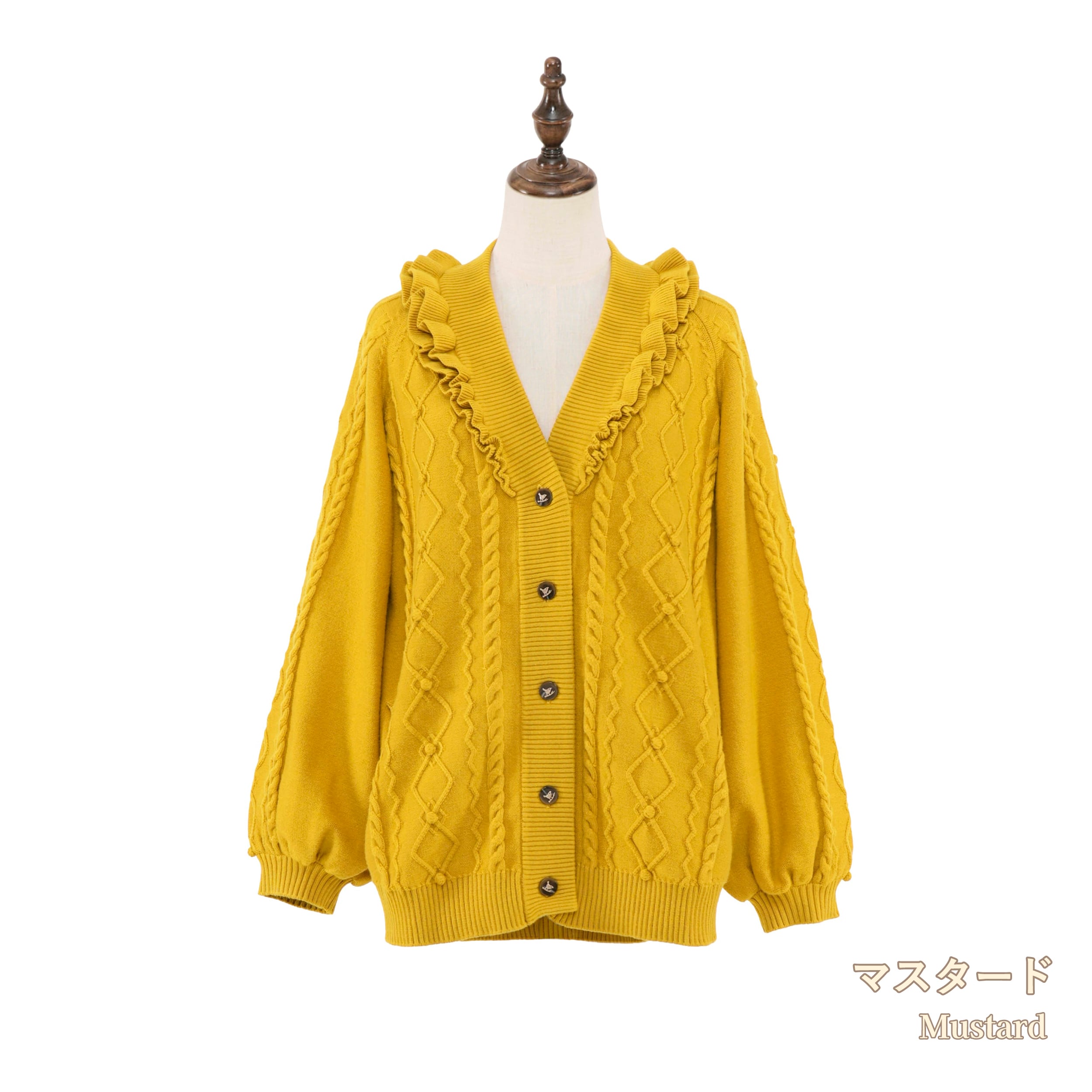 【美品】キリュウキリュウ　スタンドカラー　フリル　カーディガン　コート　ボタン jepqe-mcw586.jpg