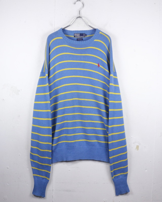 【Caka act2】“Polo by Ralph Lauren” Horizontal Stripe Vintage Cotton Knit