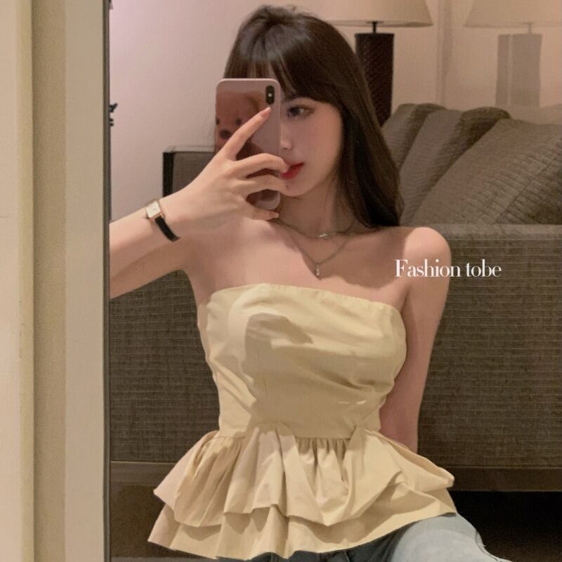 トップス サマーショート薄手ストラップレス 夏物 ピュア YY-ファッション93570059131