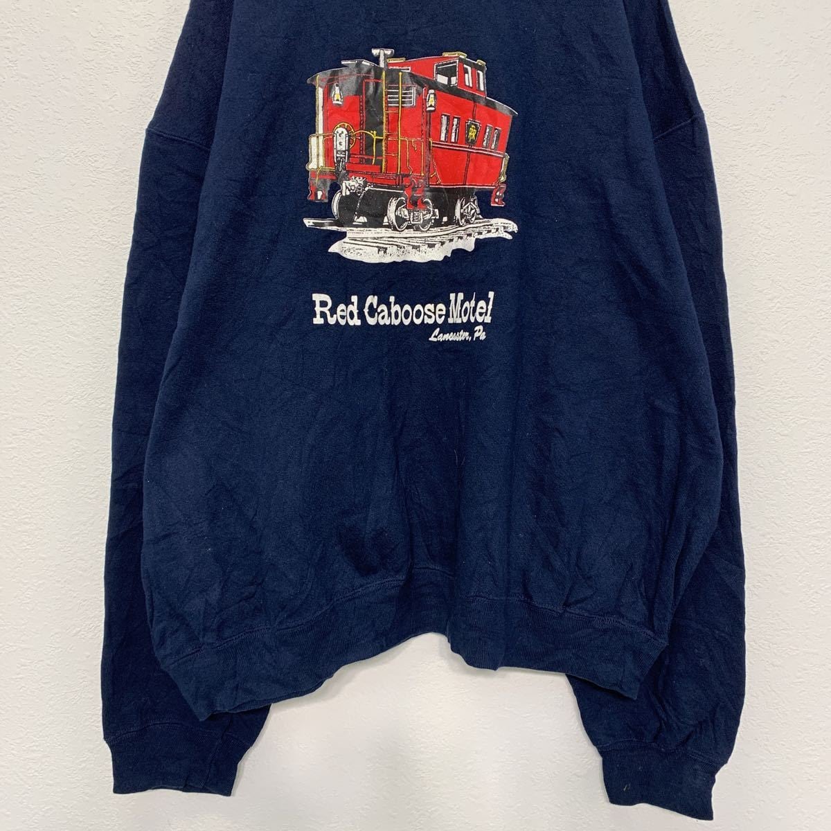 EXCHANGE プリント スウェット トレーナー XL ネイビー エクスチェンジ