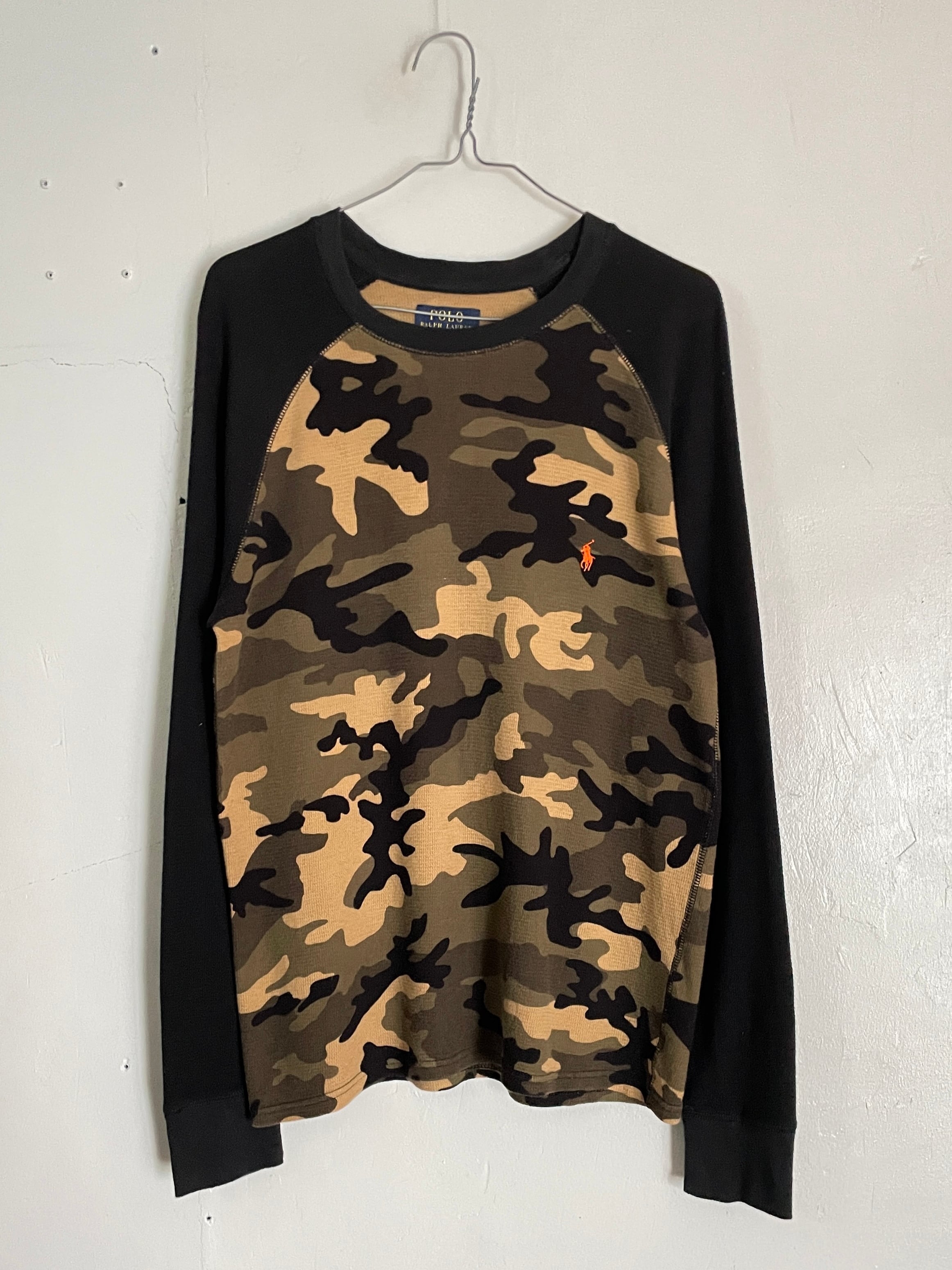 Old Ralph Lauren Camouflage Pattern Thermal L/S T Shirt | HENAMA