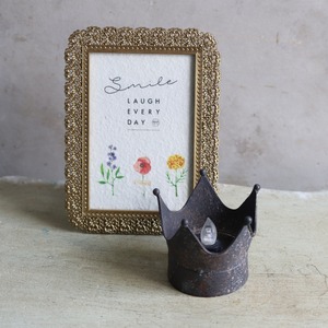 LEDブリキランプ　クラウン　ブリキ製　キャンドルライト　電池LED　　シャビースタイル