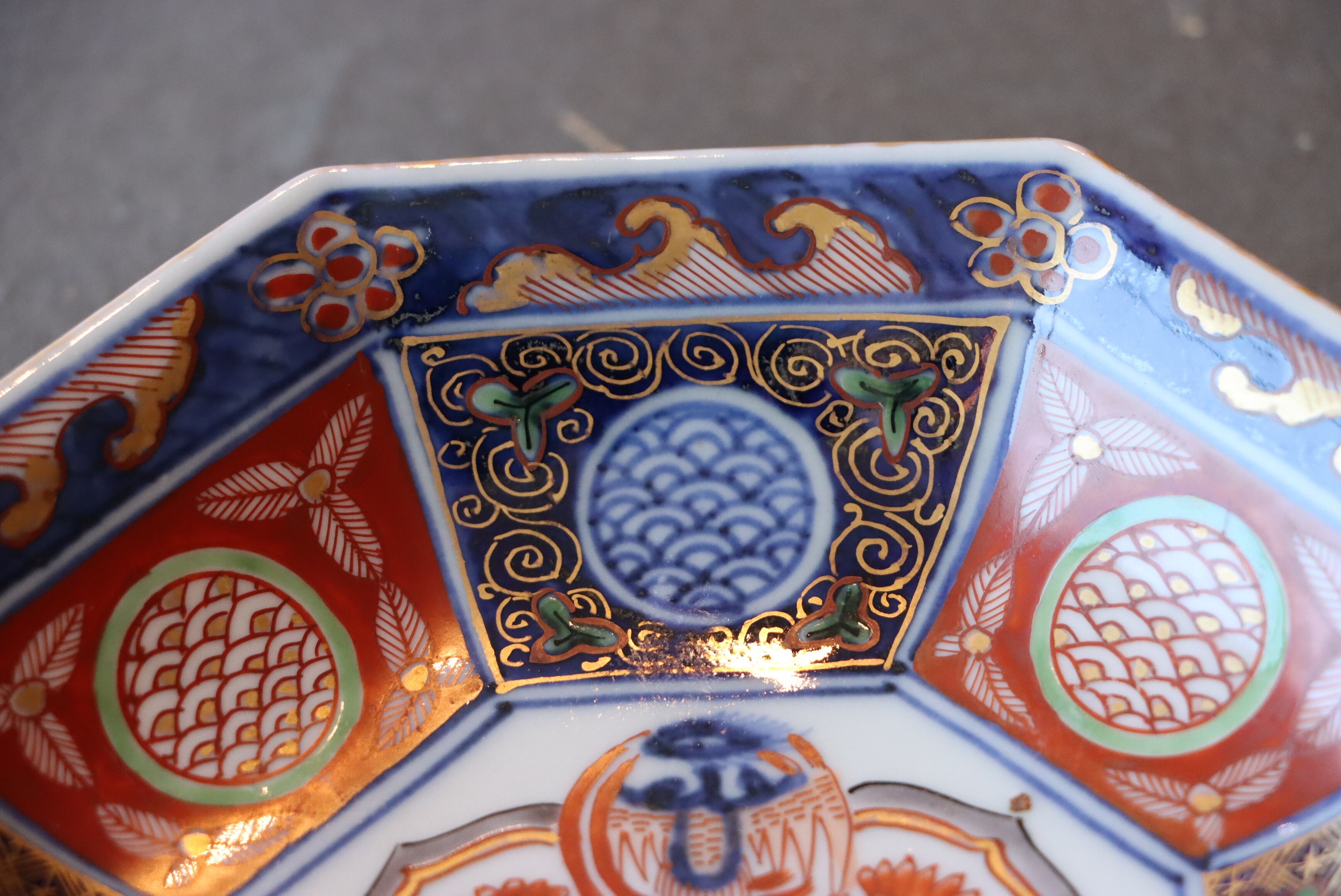 大聖寺伊万里 色絵 鳳凰文 八角形 平向付/Daisho-ji Imari octagonal