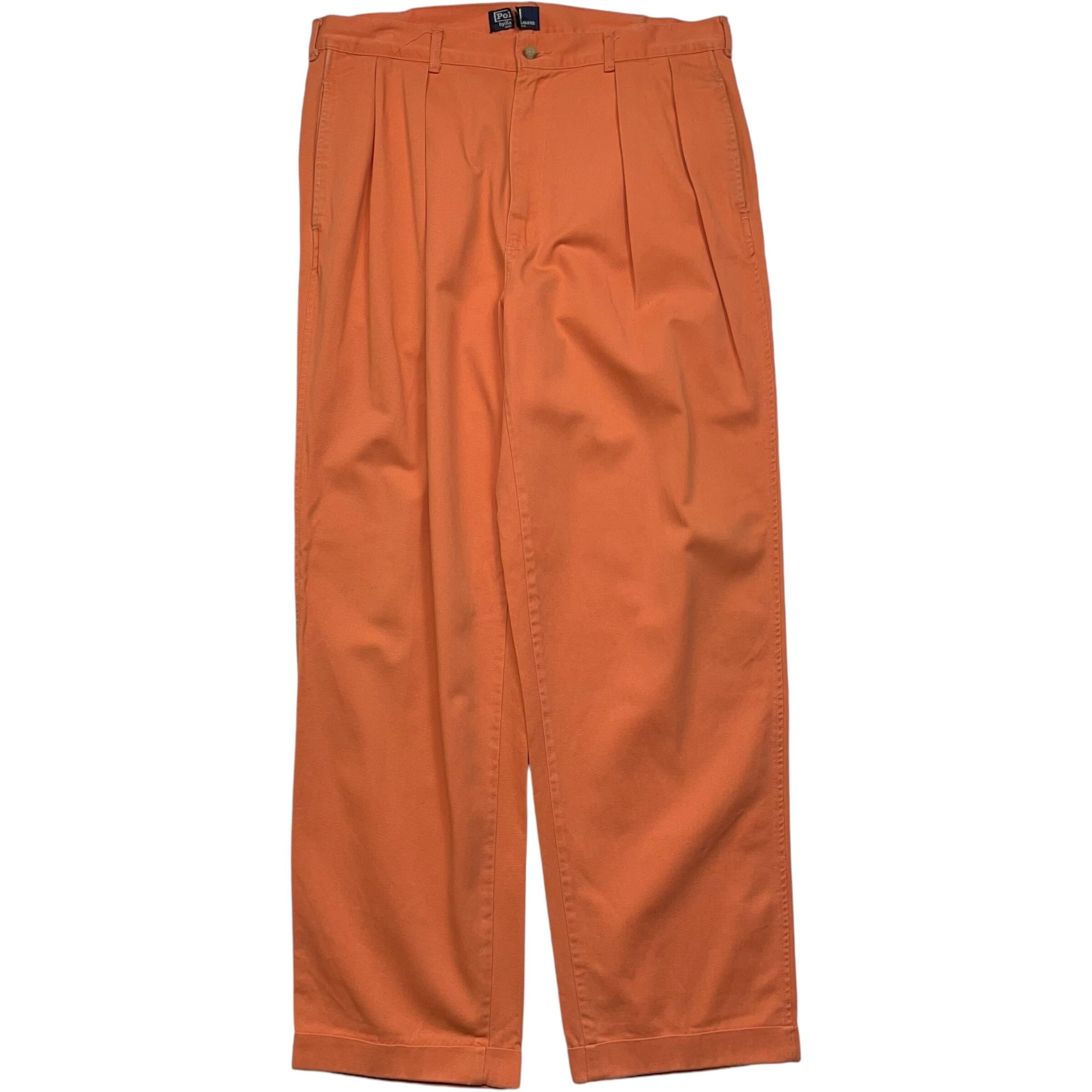 《実寸W35L30》Polo Ralph Lauren ポロラルフローレン チノパンツ 90年代 vintage USA製 オレンジ no.4571