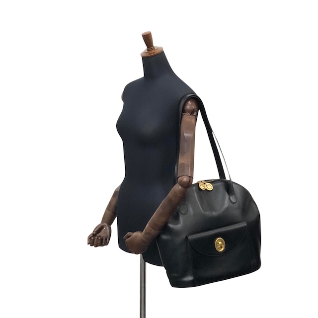Christian Dior クリスチャン ディオール ショルダーバッグ ブラック オーバル ターンロック レザー vintage ヴィンテージ オールド 7ng3ku