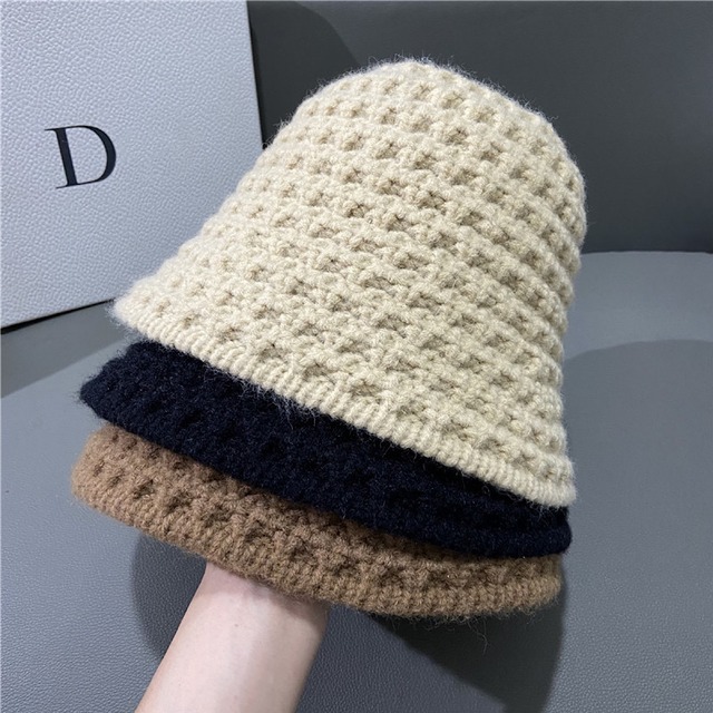 Crochet style knit bucket hat【L22AW0003】