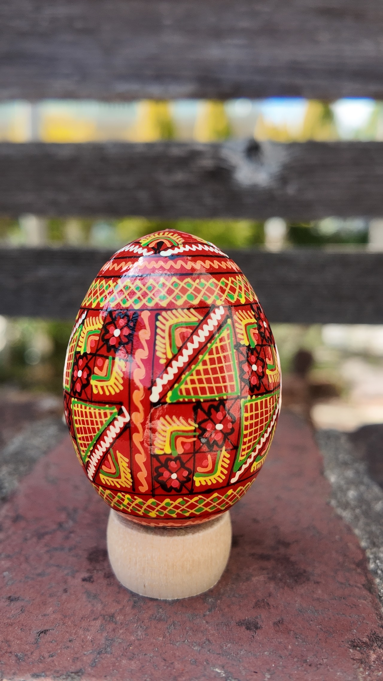 装飾用木製プィサンカ（イースターエッグ）with stand　コロミヤモデル - 1