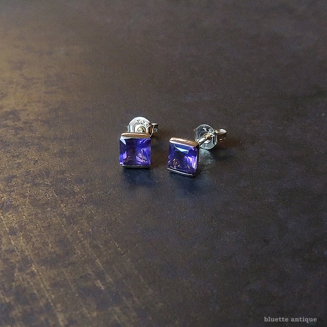 ヴィンテージジュエリー 9ctゴールド 天然アメシスト ピアス（ソーティングメモ付）