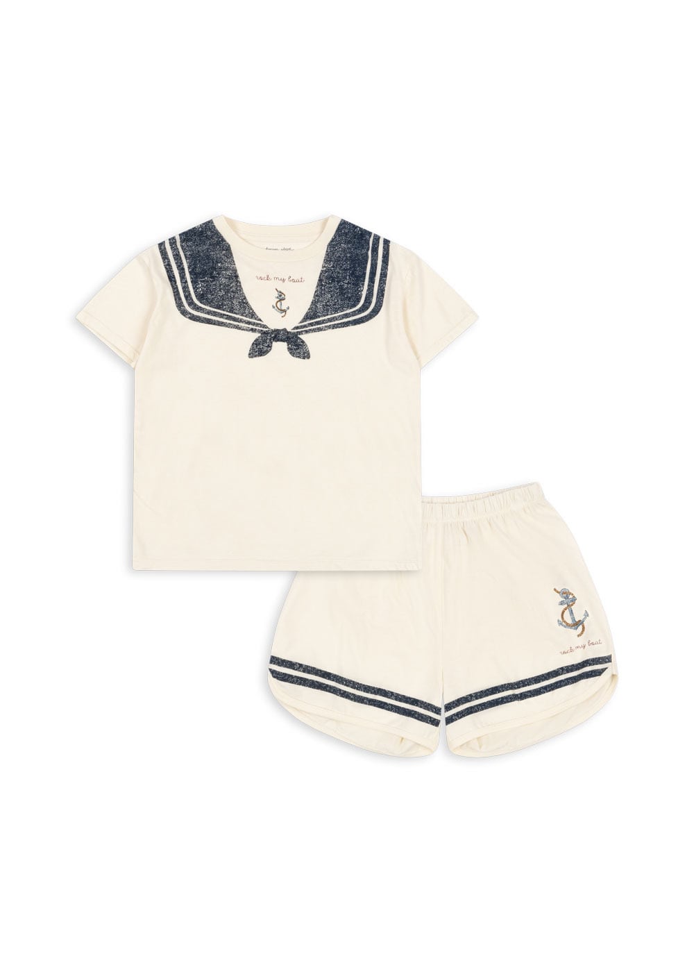 【LAST/4Y,5-6Yのみ】FAMO SET GOTS ANTIQUE WHITE【Konges Sloejd コンゲススロイド】マリン セットアップ