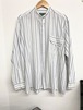 90sCotton Stripe Band Collar Shirt/XL