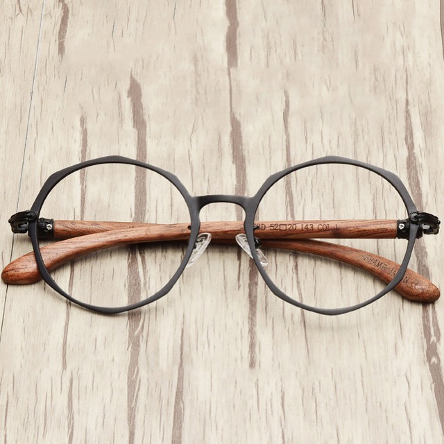 【TR0184】Wooden temple glasses - Geometry（木製テンプルの丸型メガネ）