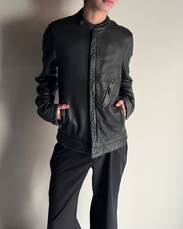 【DOLCE&GABBANA】lamb leather single riders jacket