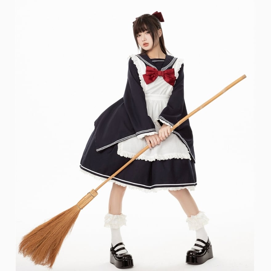 前掛けエプロンのみの販売です コスプレ メイド服 メイド服 セーラー風