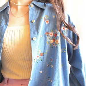 刺繍シャツ　ブルー【588】