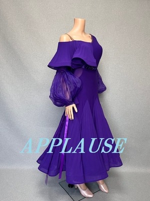 【新着】社交ダンス ドレス　スタンダード　モダンドレス　バイオレット　M～L   ST-25-7  デモ・競技用ドレス　発表会衣装　パーティドレス　ワンピース　舞台衣装