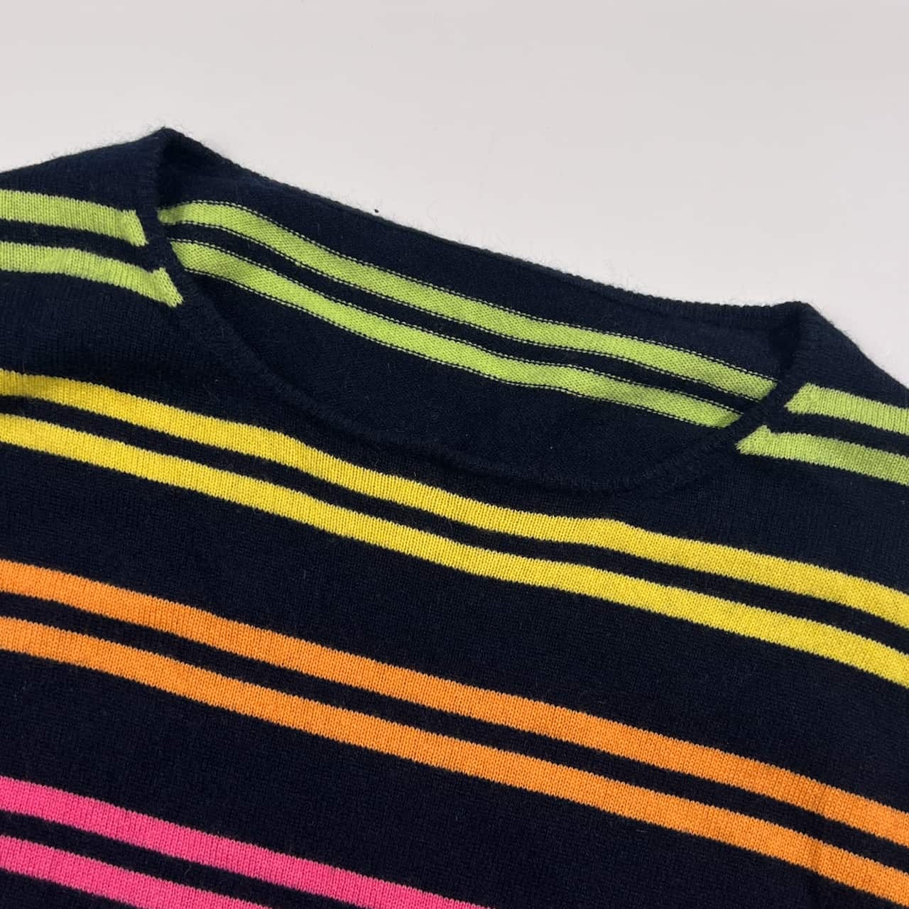 カシミヤ100% lucien pellatーfinet ルシアン ぺラフィネ ボーダー ニット ワンピース S/マルチ レディース