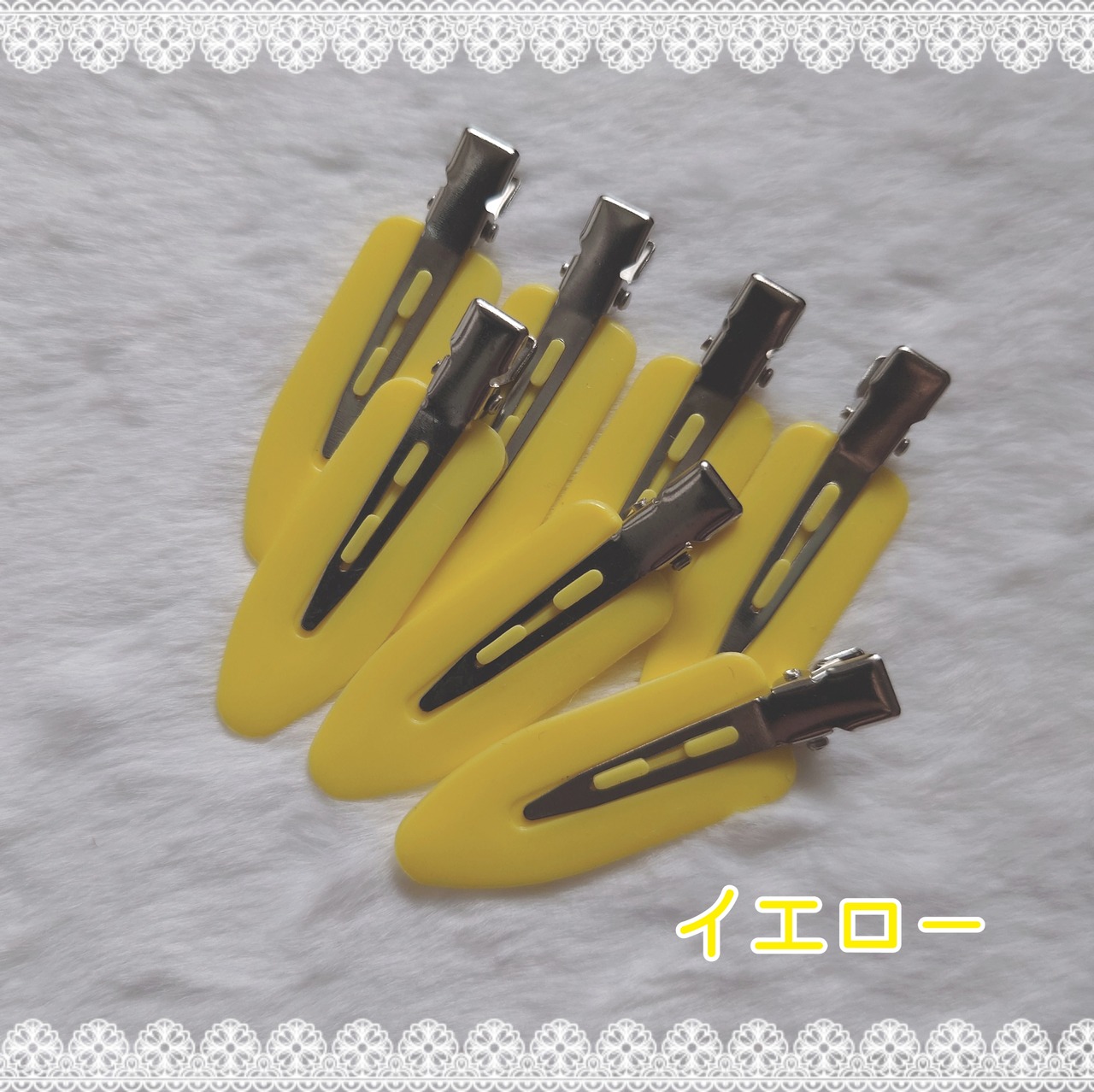 [６個]跡がつきにくいマット前髪クリップ／６色:60mm×19mm(45mm×19mm)