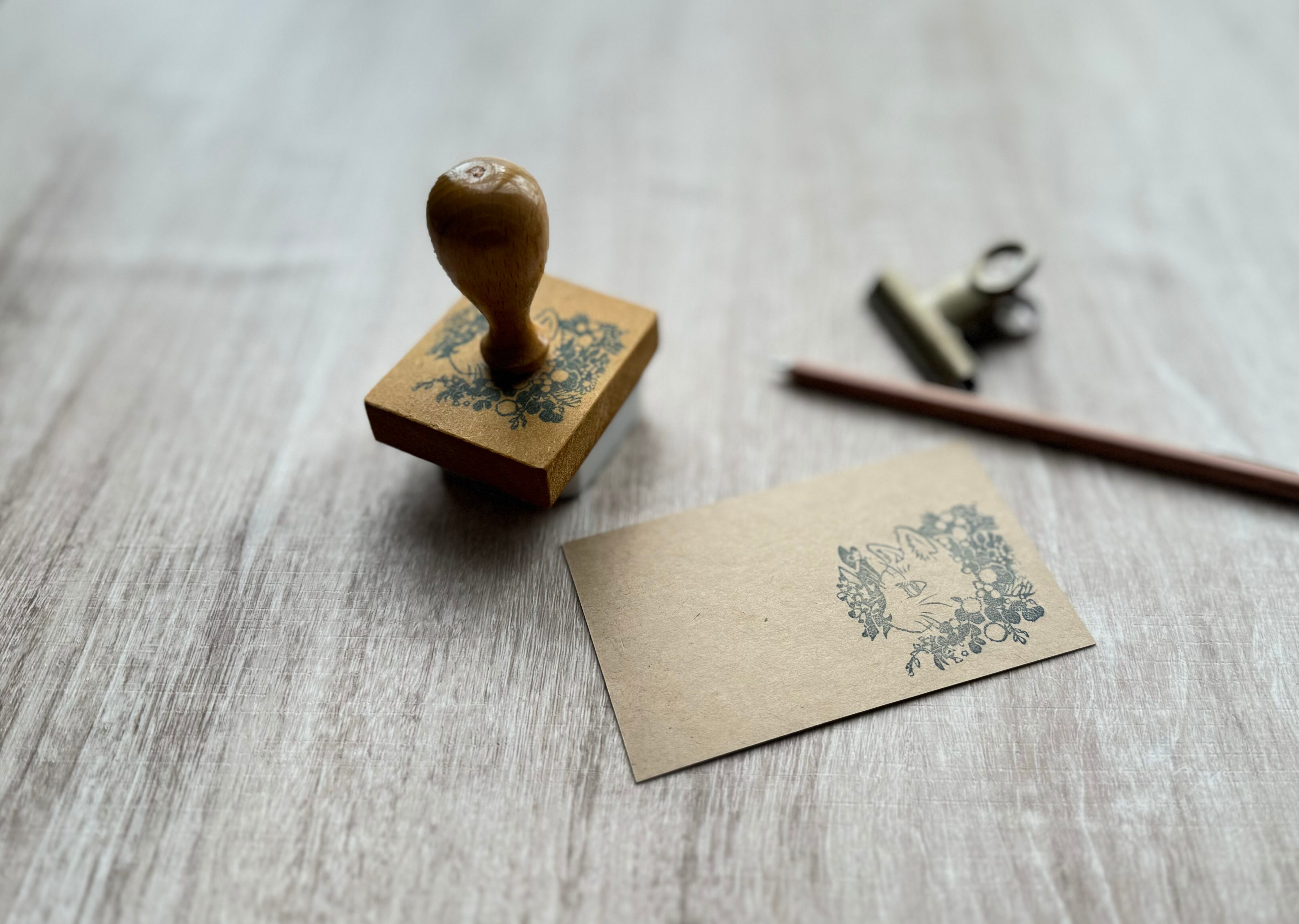 はんこ ハンコ かわいい イラスト 似顔絵 植物 ボタニカル にゃんこ 猫 ネコ はんこ スタンプ 花 葉　ポーズ