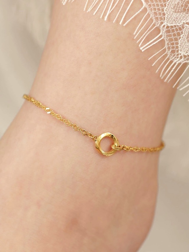 【 screw 】316L double rings anklet #a30