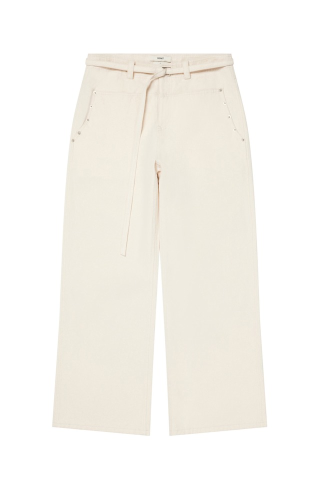[DEINET] LOOSE PEACH COTTON STUD PANTS IN IVORY 正規品 韓国ブランド 韓国通販 韓国代行 韓国ファッション デイネット ダイニット 日本 店舗