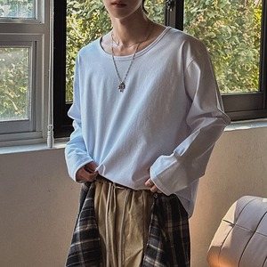 リラックスワイドネックロングTシャツ　1296