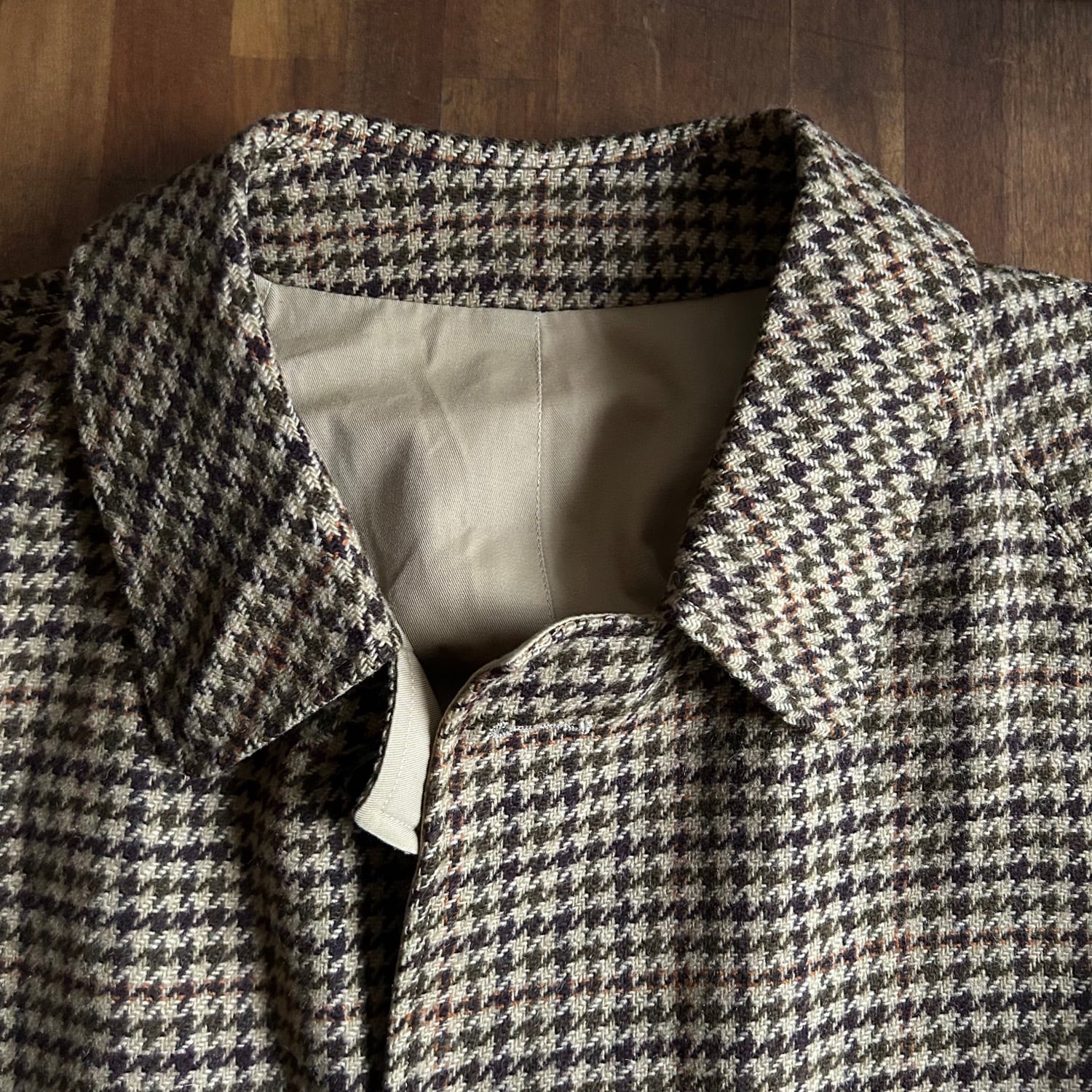 イタリア 千鳥格子チェック柄 ツイード リバーシブルコート Italy