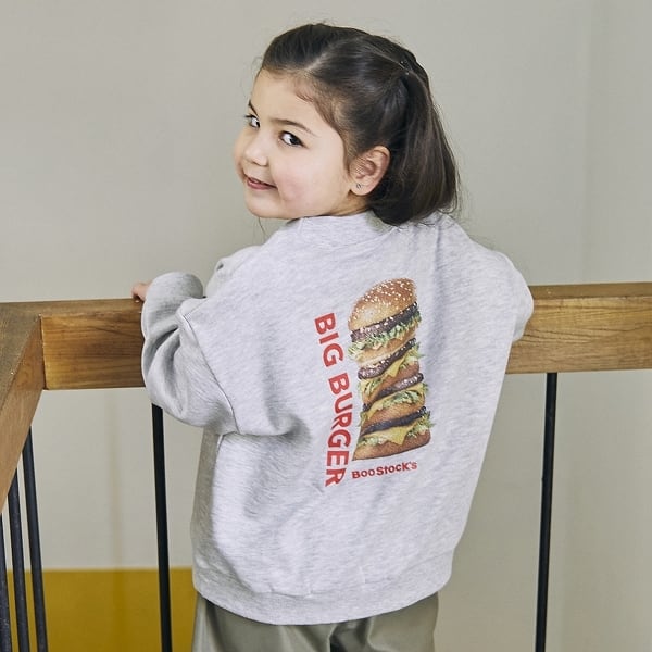 Boostock Big Burger Sweatshirt【130-140cm】Grey