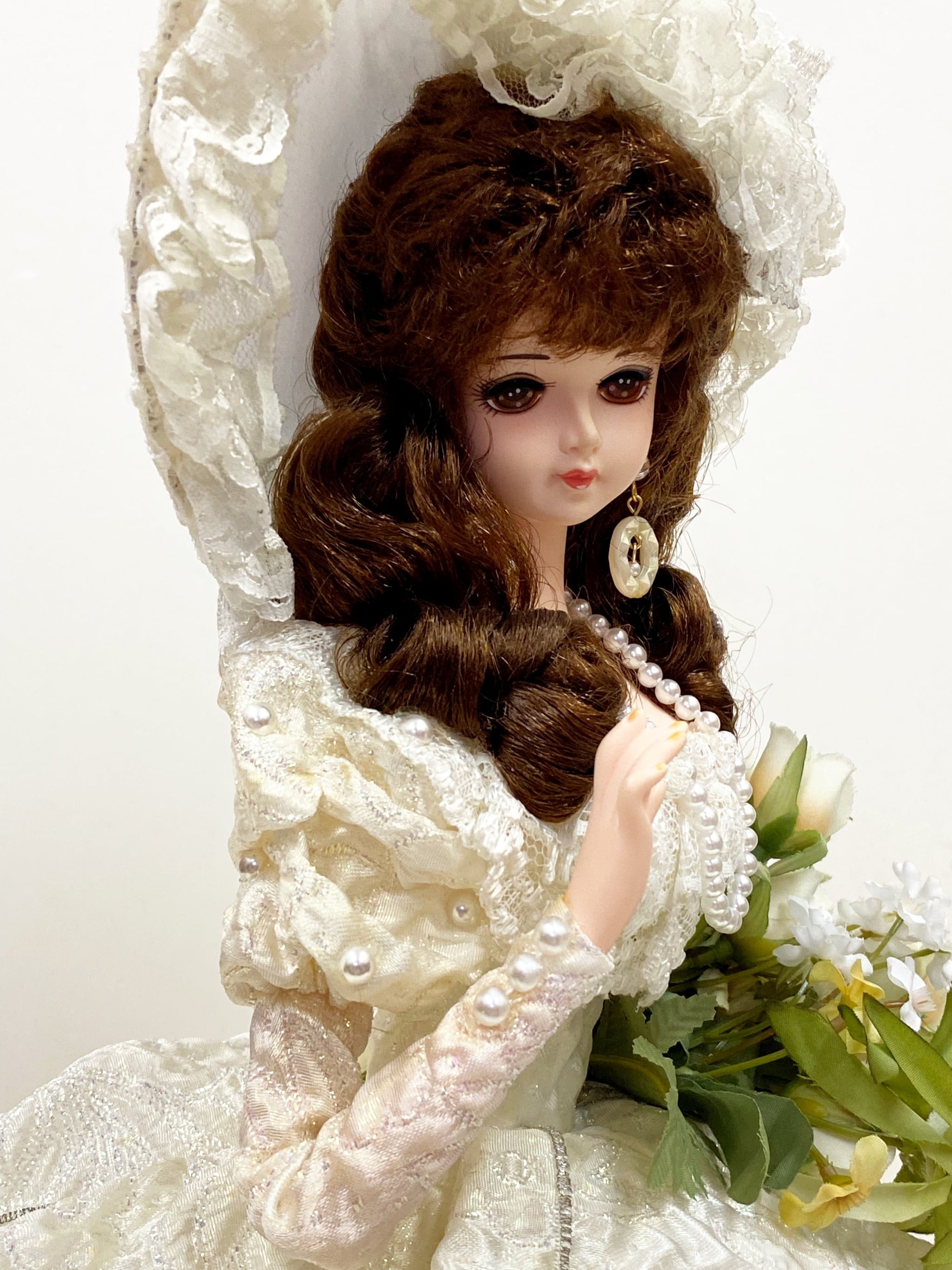 フランス人形 ドレス レース 白色 レトロ フランス人形-3 | 山本人形本店