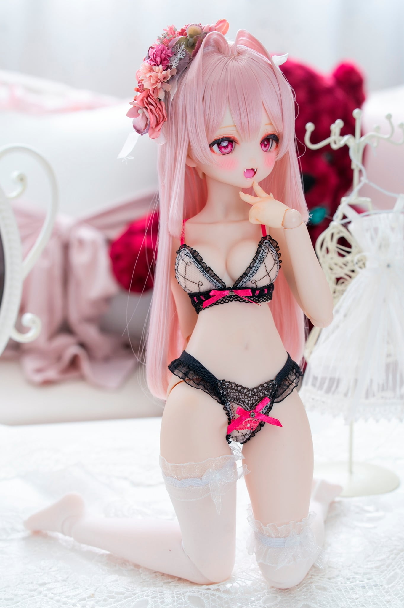 【DD(SS～L胸)】ミルキーピンクレース下着