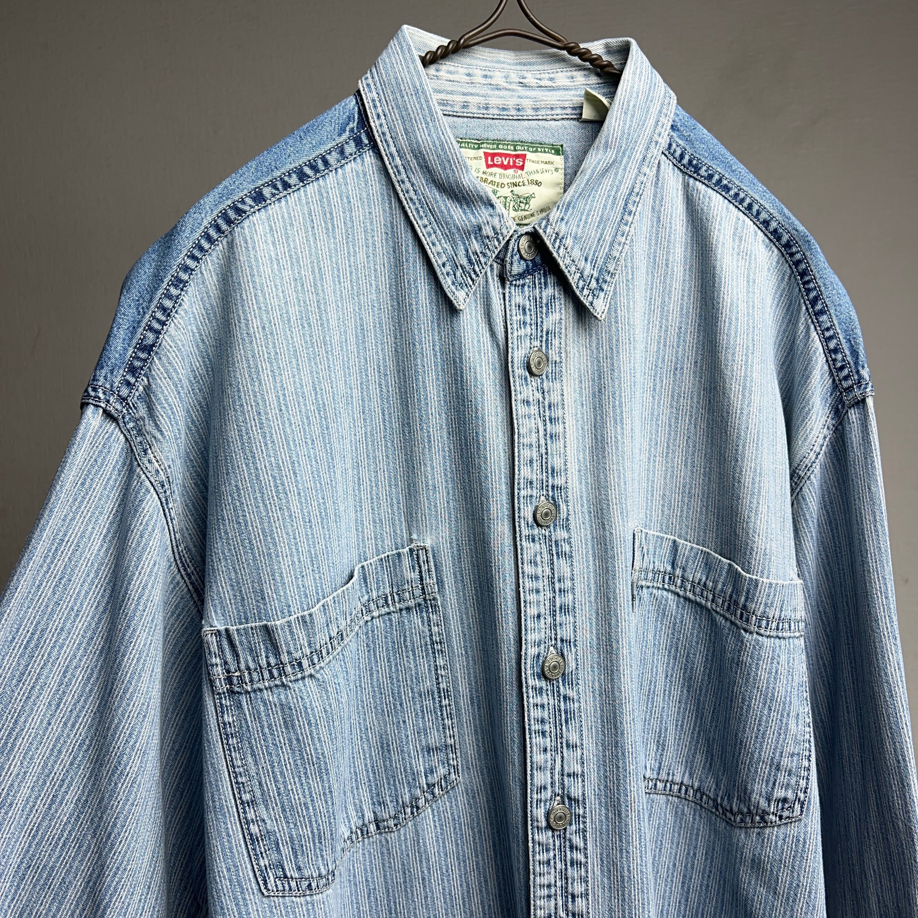 90's Levi's Hickory Stripe Denim Shirt 90年代 リーバイス