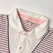 70s 80s CHEMISE LACOSTE シュミーズラコステ ボーダー 重ね着風 天竺 半袖 ポロシャツ 40/うすピンク系
