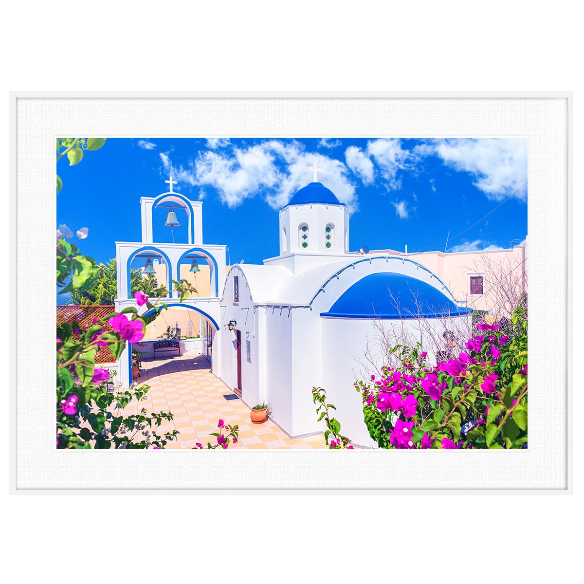 ギリシャ 風景写真 サントリーニ島 エンポリオ村 風景 インテリアアートポスター額装 AS0354