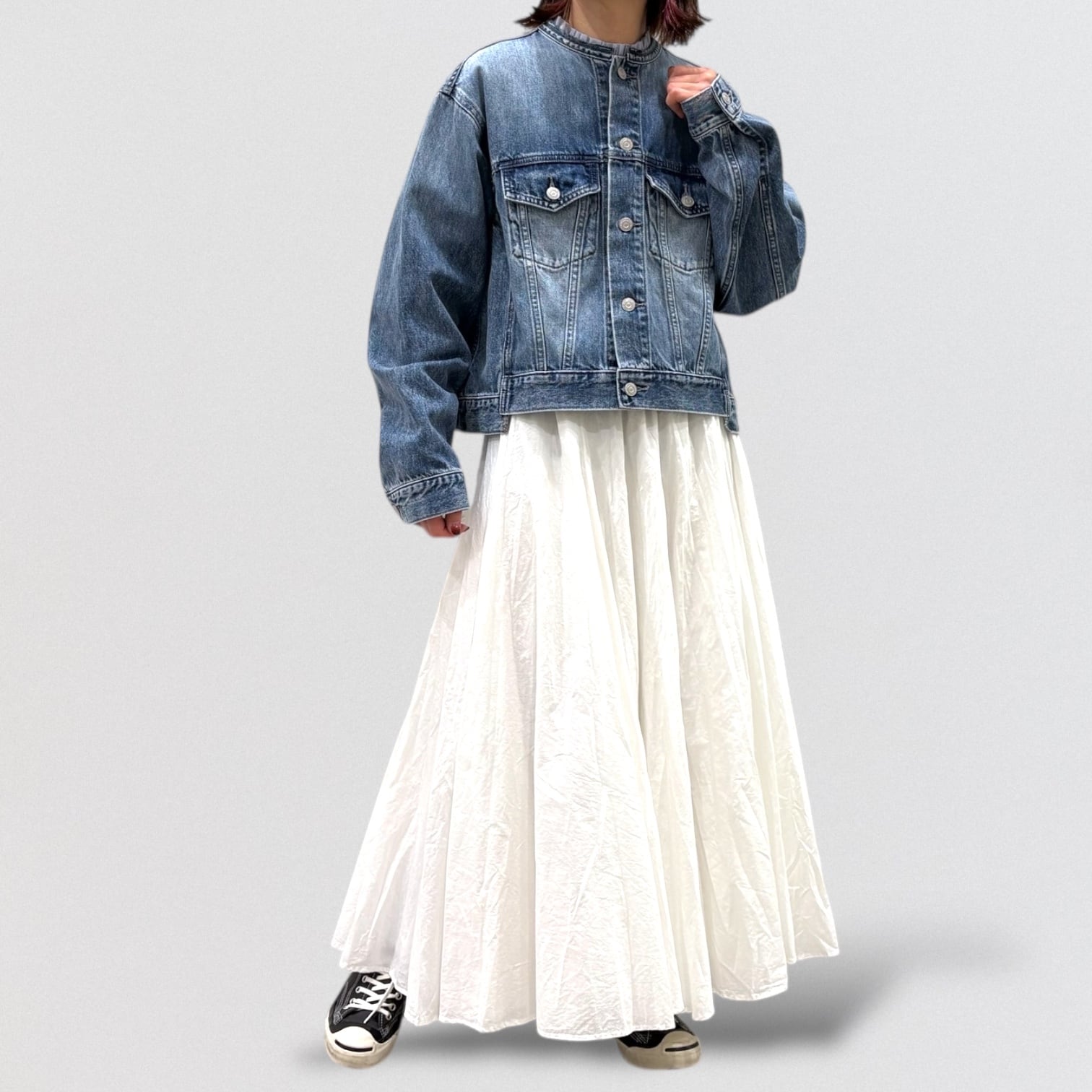 cafune no collar denim jacket | CoCo Cuore