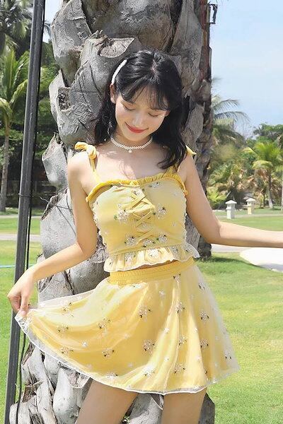 ワンピース水着 ホルターネック 服みたいな 水着 袖無し ノースリーブ